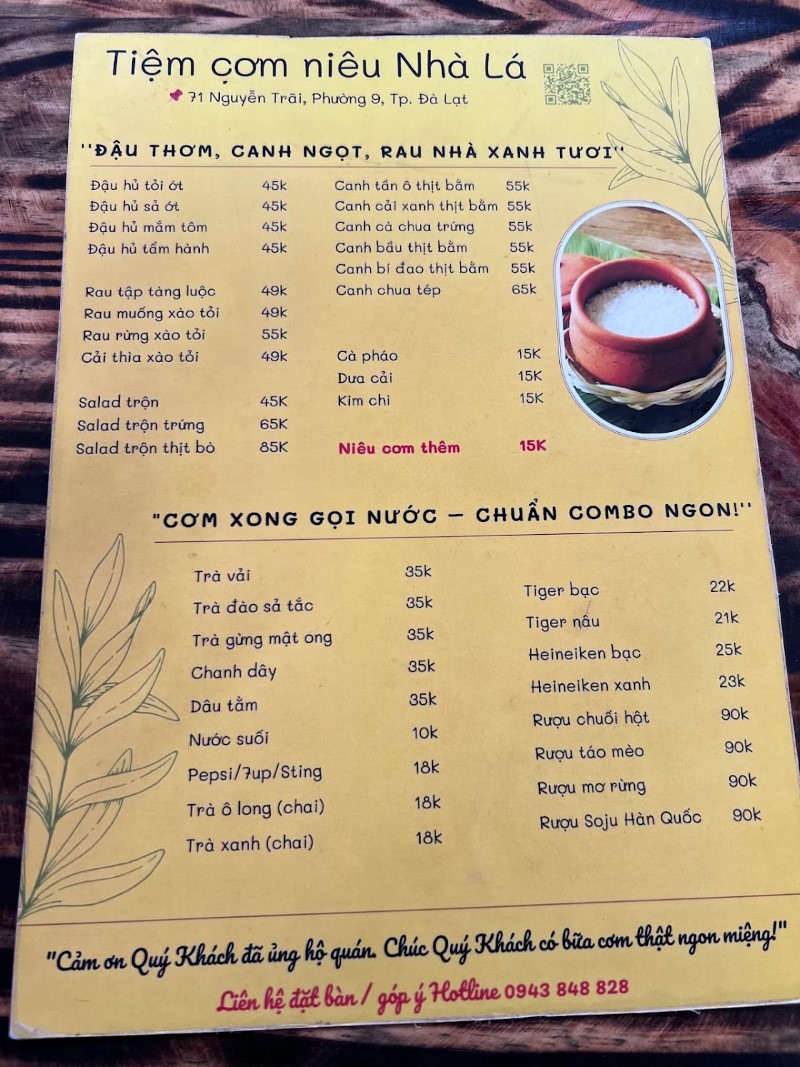 Tiệm Cơm Nhà Lá Đà Lạt với không gian dân dã và món ăn ngon Tiệm Cơm Nhà Lá